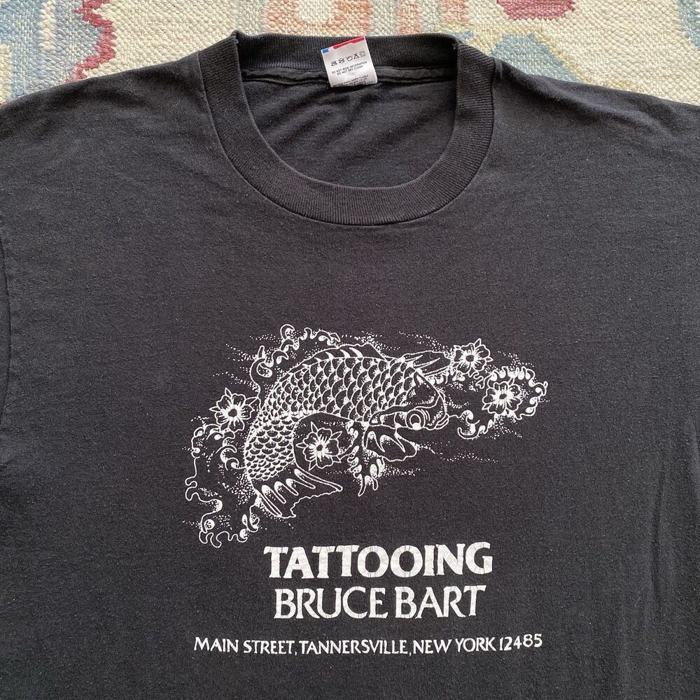 Vintage Bruce Bart Tattooing T Shirt Koi 90s Tannersville Catskills Tattoo Large